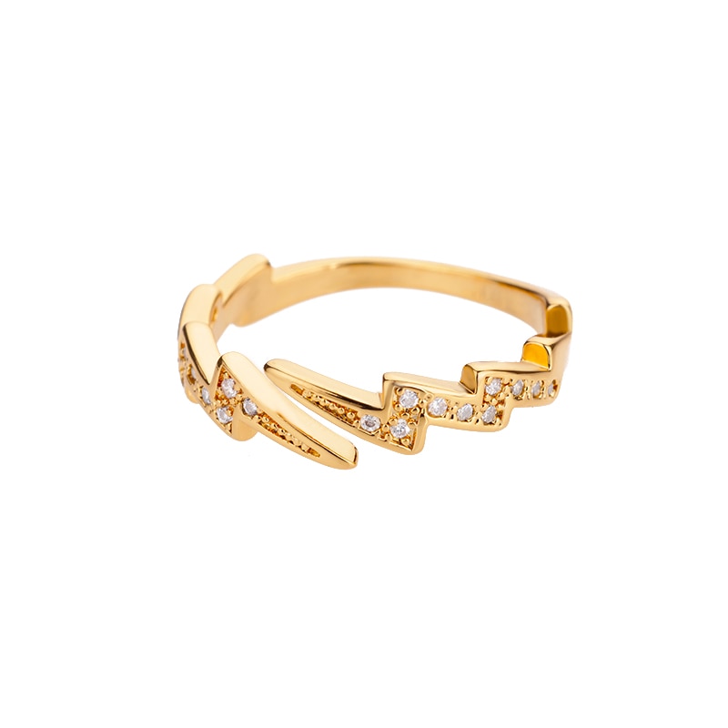 Lightning Stainless Steel Gold Plated Finger Ring