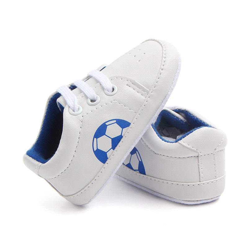 Baby Shoes Newborn Boys Sneaker Girls Two Striped First Walkers Kids Toddlers Lace Up PU Leather Soft Soles Sneakers 0-18 Months - Jeglowstore