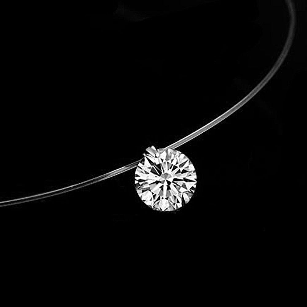 Transparent Fishing Line Silver Plated Necklace