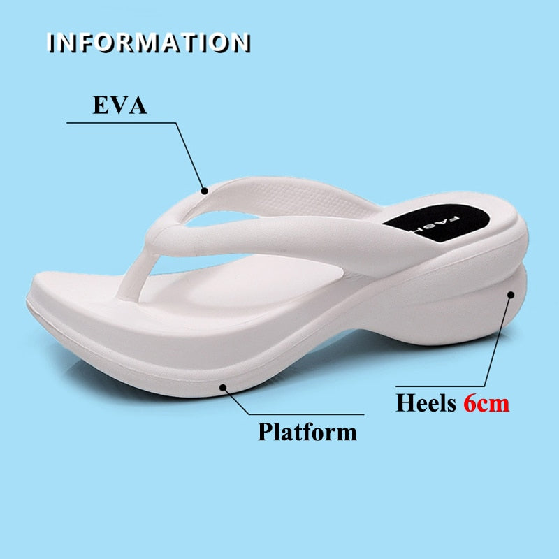 JMPRS Thick Sole Wedges Flip Flops - Jeglowstore