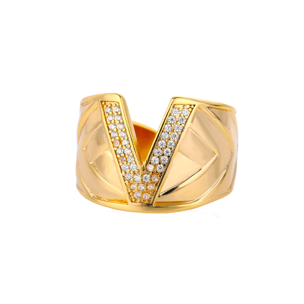 Adjustable Stainless Steel Alphabet Name Initials Ring