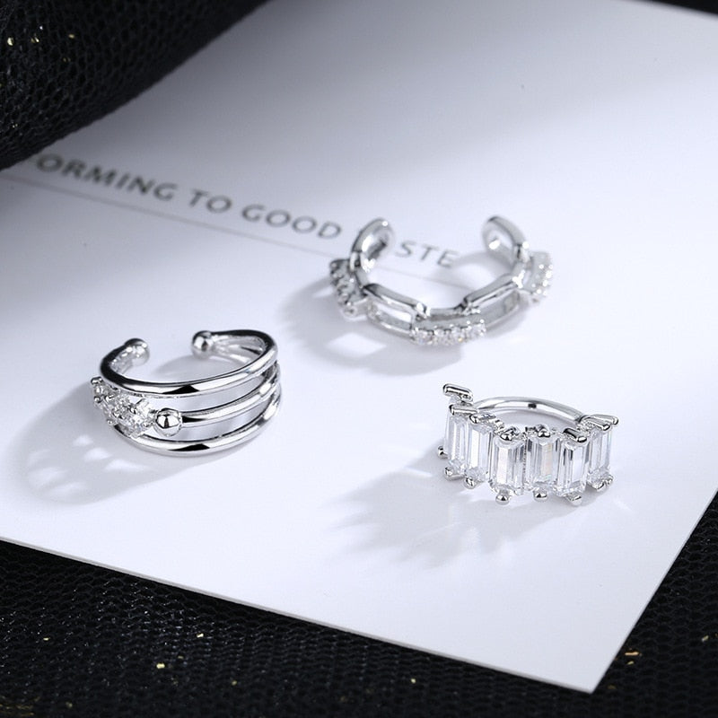 1 pcs Charming Line Zircon Clip Earrings Without Piercing