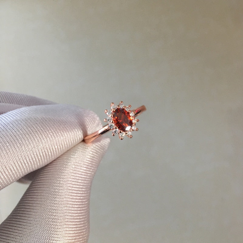 HuiSept 925 Silver Oval Emerald Ruby Zircon Gemstones Ornaments Finger Ring