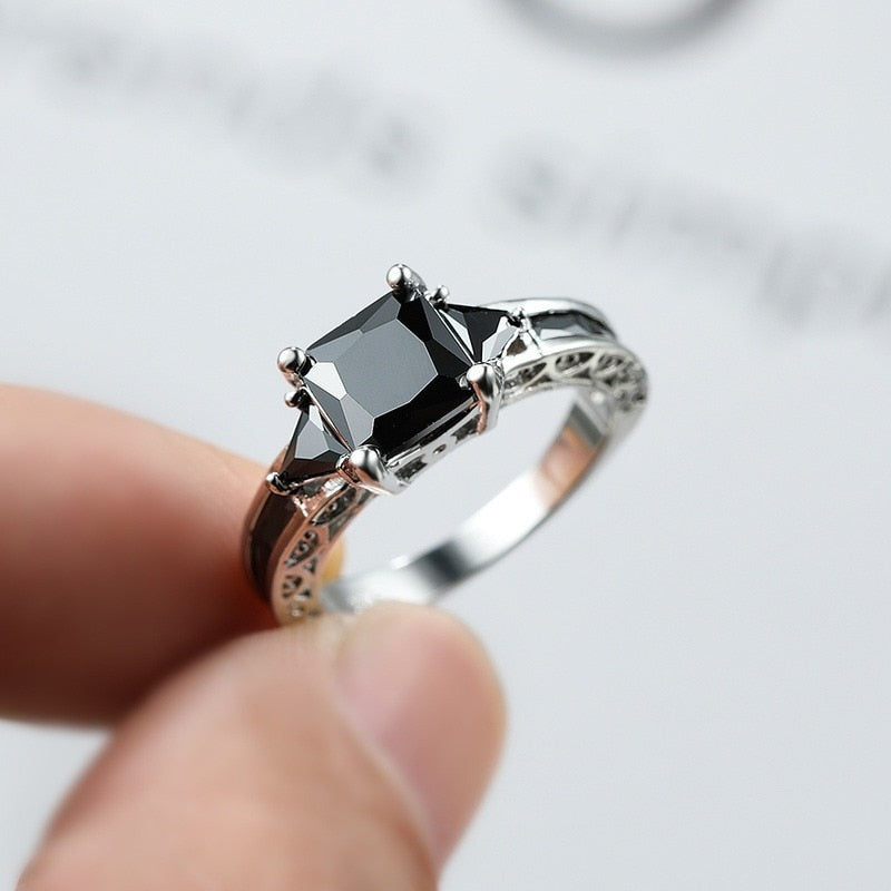 Delicate Color Trendy Elegant Princess Cut Inlaid Ring