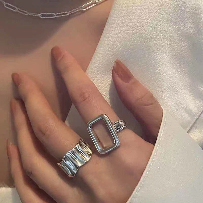 Hollow Heart Ring Set 5PCS Elegant Vintage Adjustable