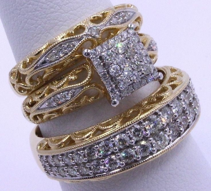 3 pcs/set Fashion Colorful Zircon Inlaid Hollow Metal Ring - Jeglowstore