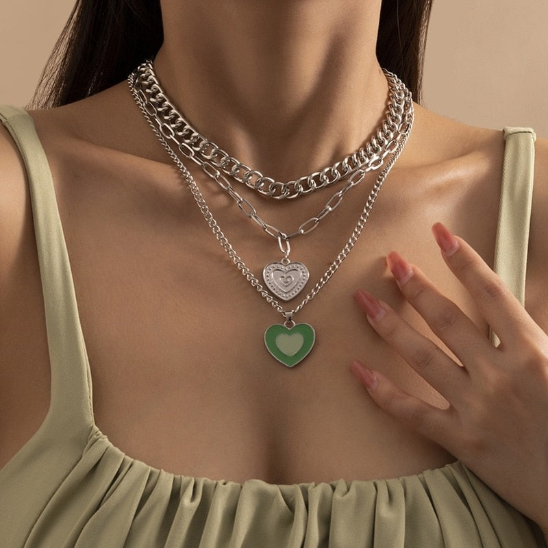 Bohemian Colorful Beads Shell Heart Layered Necklace For Women
