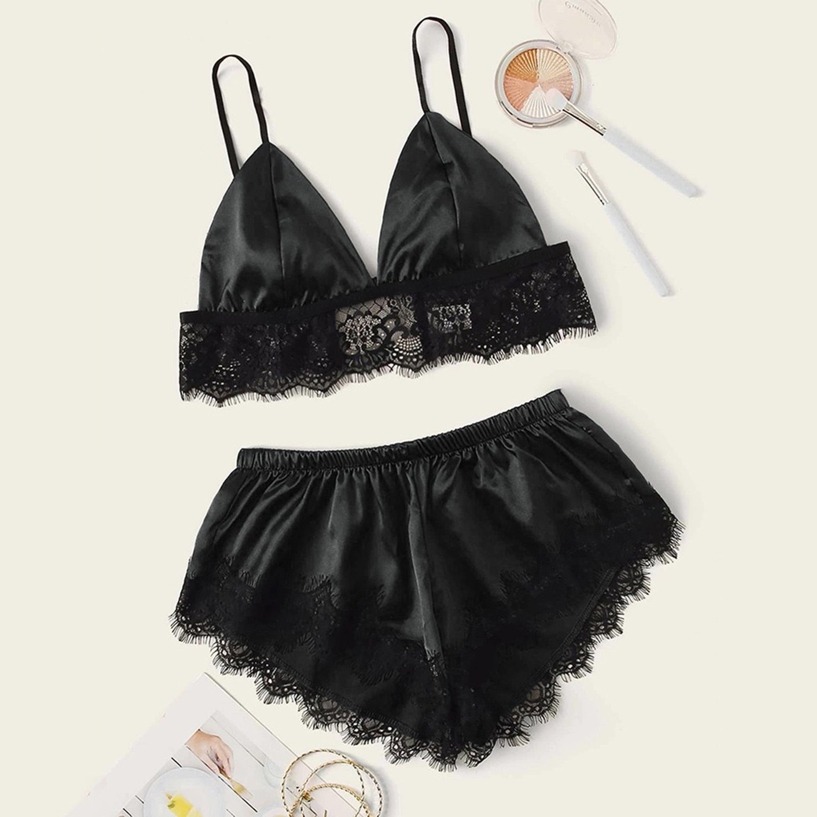 Sleeveless Crop Top Pyjama Home Camisole+shorts