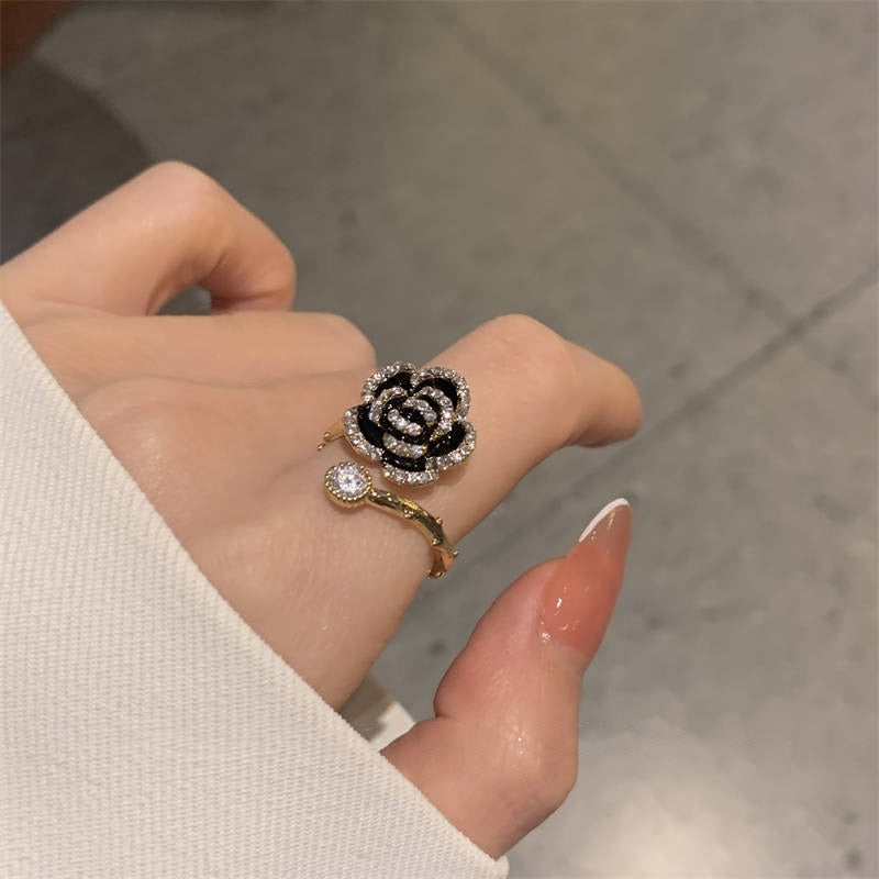 Fashion Geometrical Irregular Baroque Pearl Vintage Open Adjustable Index Ring