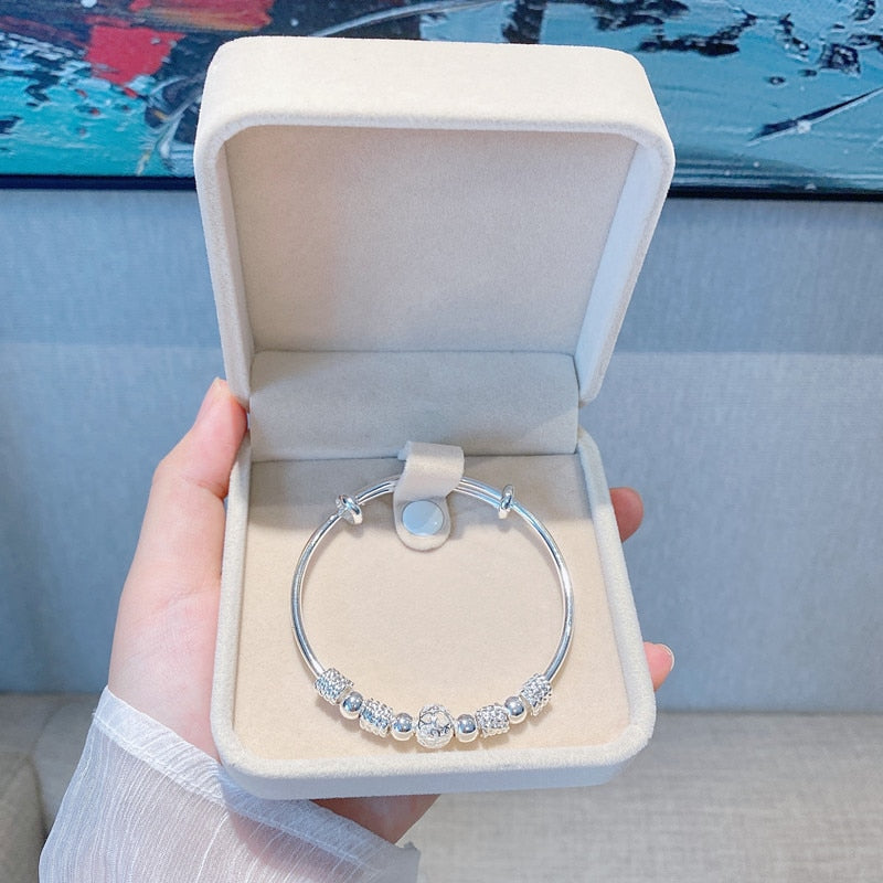 New Korean Fashion 925 Sterling Silver Lucky beads Bangles for women