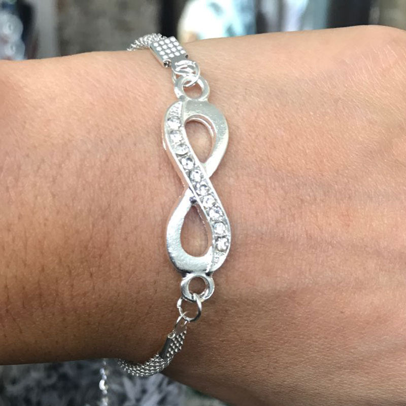 Rhinestone Infinity Pendant Charm Bracelet