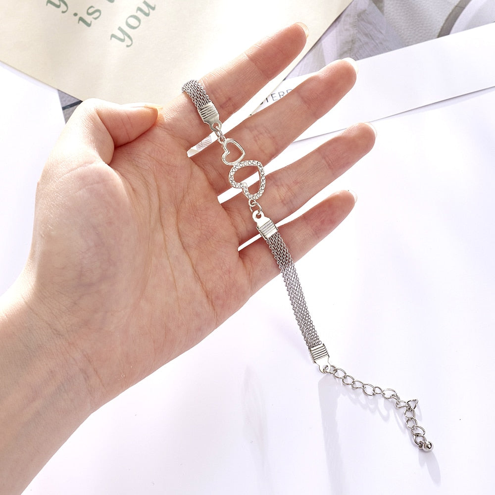 Rhinestone Infinity Pendant Charm Bracelet