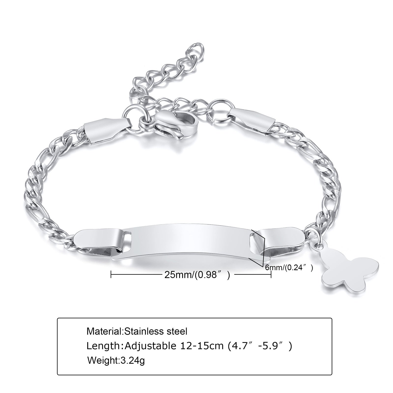 Customized Heart Baby Engravable ID Name Bracelet