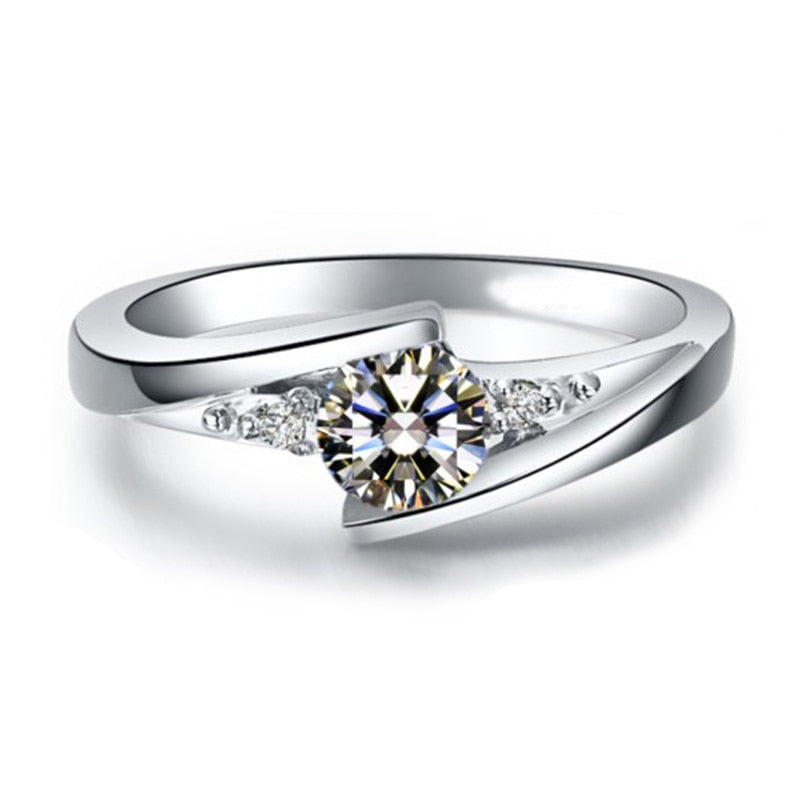 White Tibetan Silver Zircon Crystal Ring