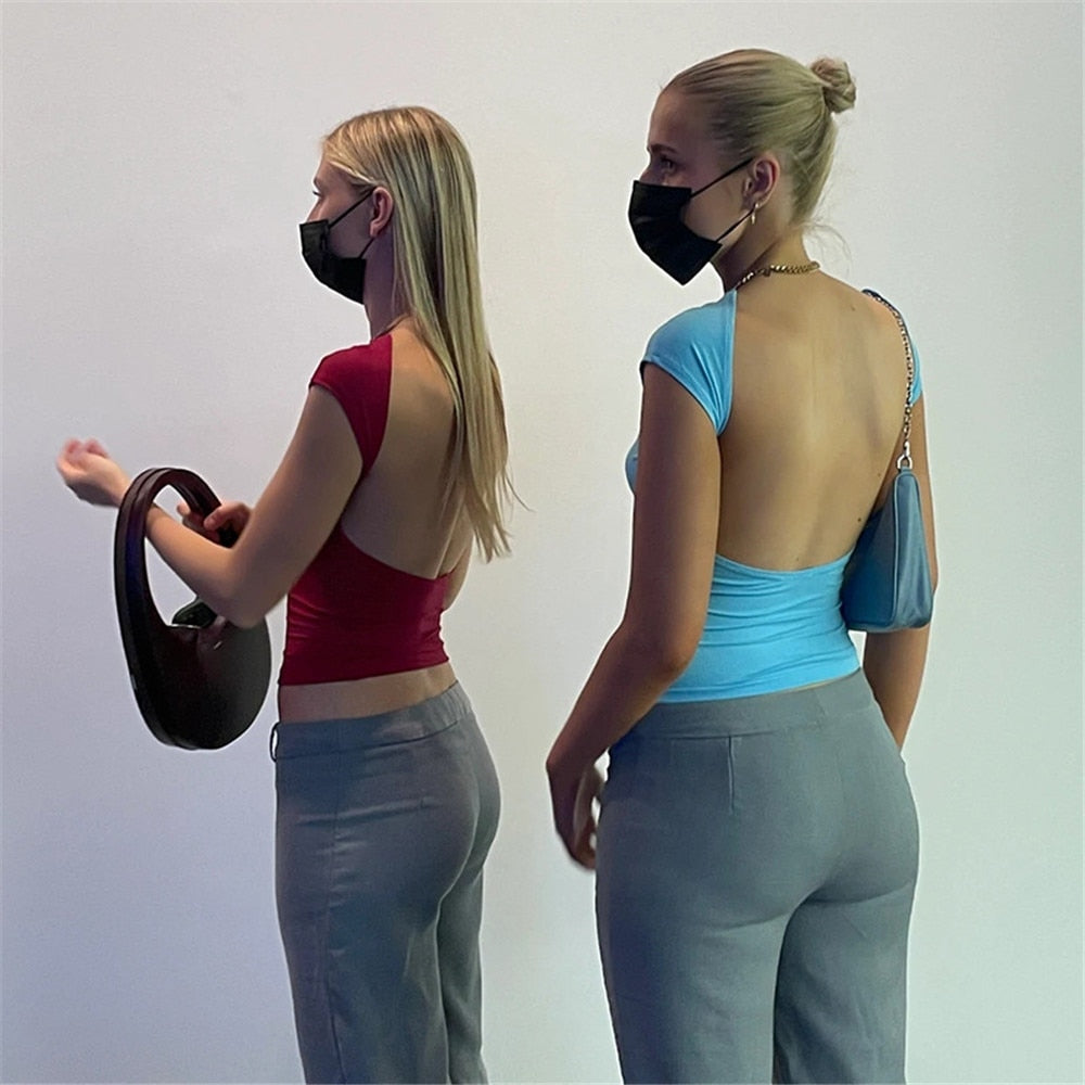 Boniouo Women Backless Y2K Crop Top