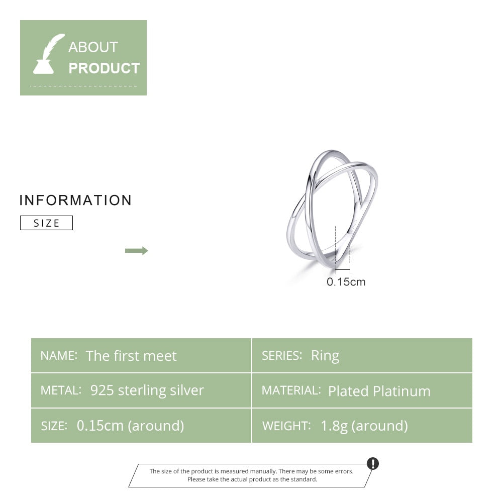 Bamoer 925 Sterling Silver Fashion CROSS Double Layer Ring