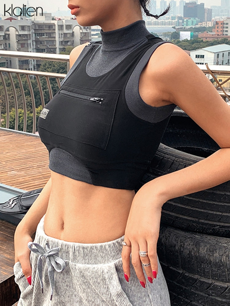 Stretch Harajuku Streetwear Crop Top Elastic Casual Slim Sleeveless Camisole