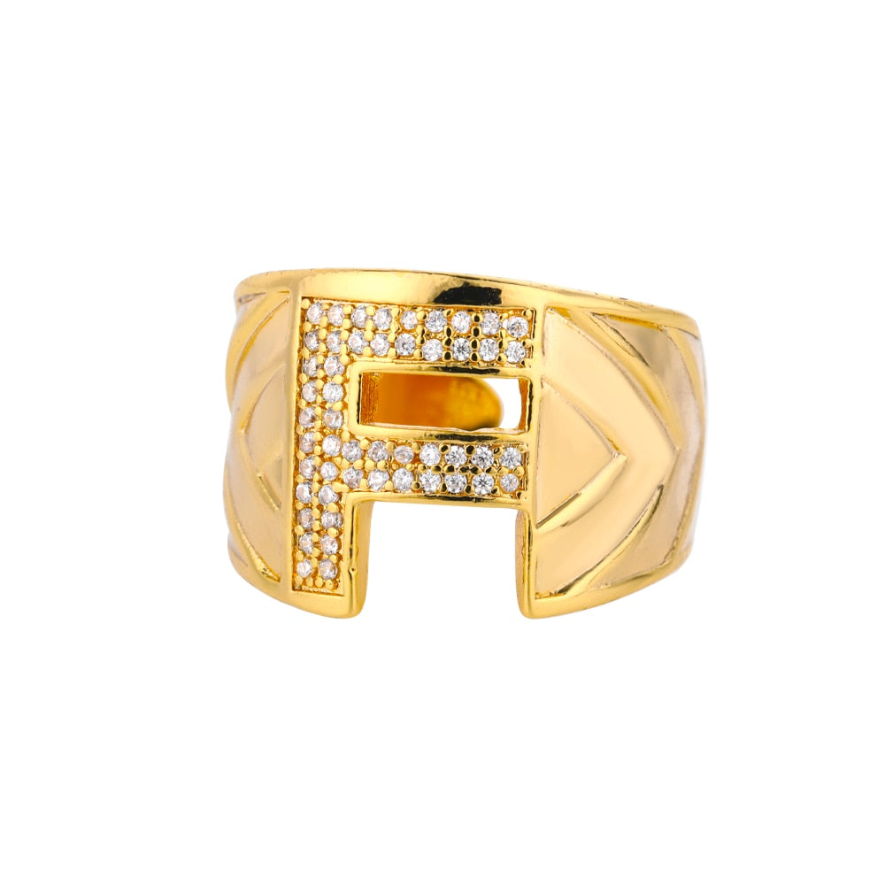 Adjustable Stainless Steel Alphabet Name Initials Ring