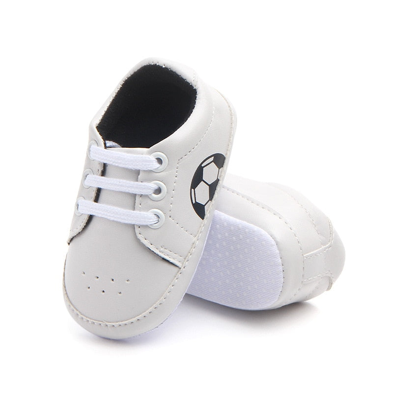 Baby Shoes Newborn Boys Sneaker Girls Two Striped First Walkers Kids Toddlers Lace Up PU Leather Soft Soles Sneakers 0-18 Months - Jeglowstore