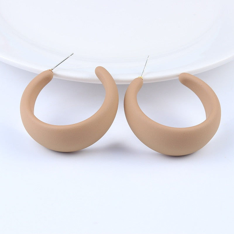 Korean style candy colors C-shaped earrings