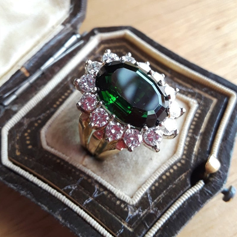 Creative Luxury Fashion Inlaid Dark Blue Zircon Ring