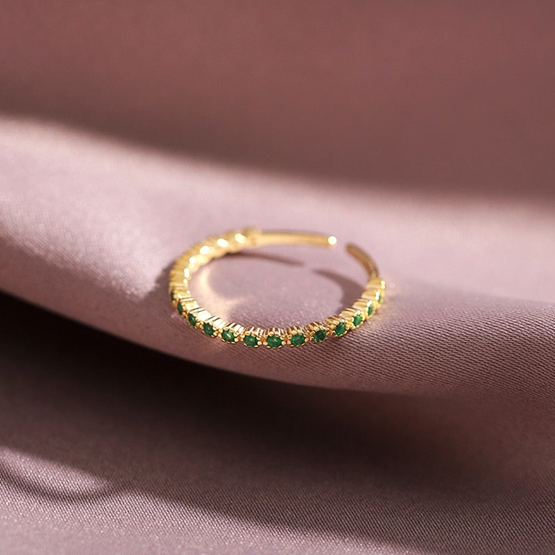 Trendy Fine 14k Real Gold Emerald Opening Rings - Jeglowstore