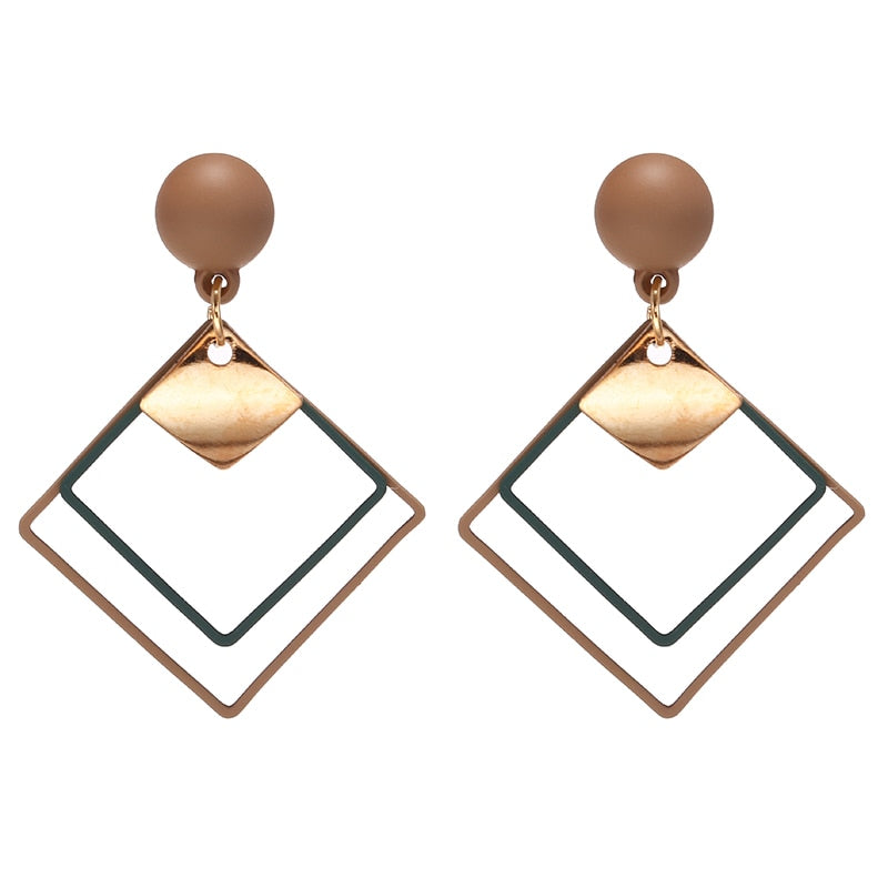 Korean Long Statement Geometric Triangle Tassel Dangle Drop Earrings