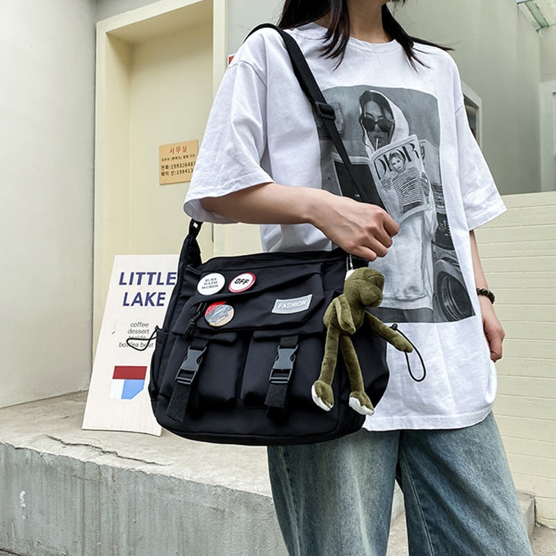 Harajuku Diagonal Nylon Canvas Messenger Bag