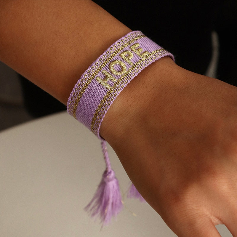 Bohemia Embroidery Letters Woven Tassel Bracele