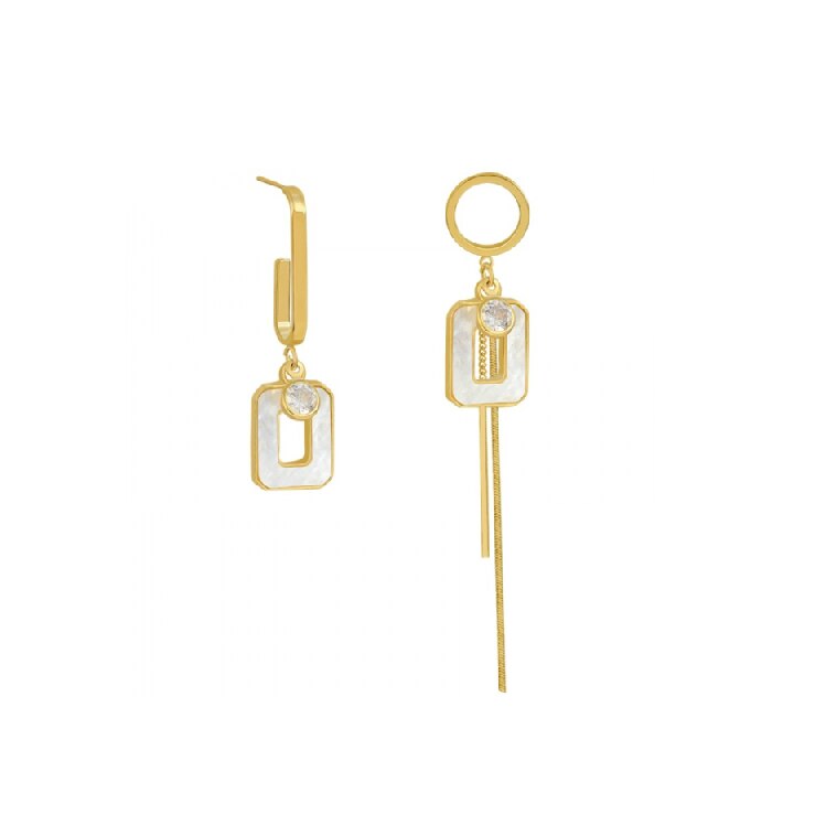 Long Statement Asymmetry Round Geometric Rectangle Black Crystal Earrings