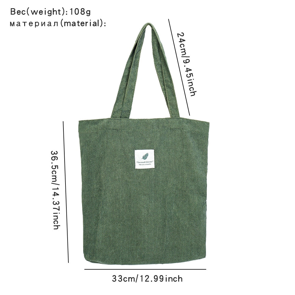 Corduroy Bag for Women Shopper Handbags