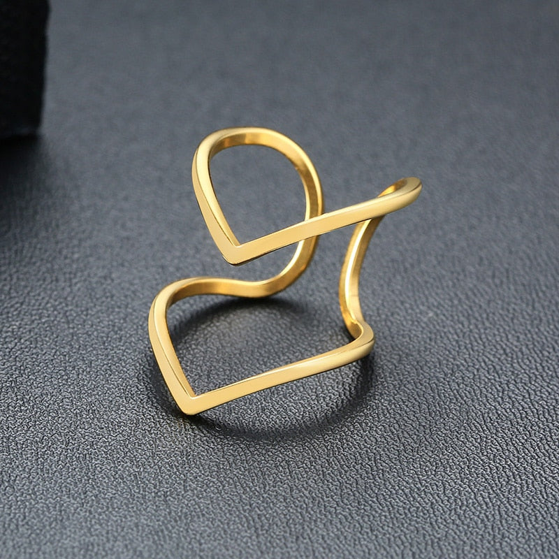 Stainless Steel Modern Wrap Wide Ring for Women