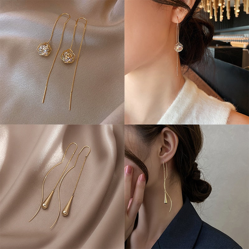 LATS Trend Long Wire Tassel Thread Chain