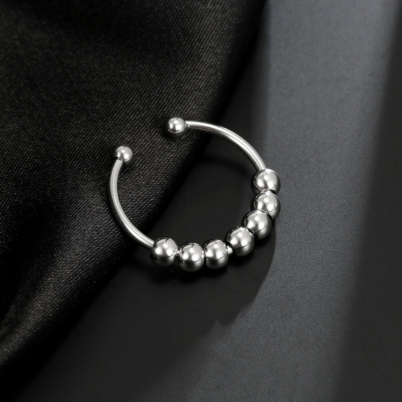 Skyrim Stainless Steel Rotate Beads Anxiety Adjustable Ring