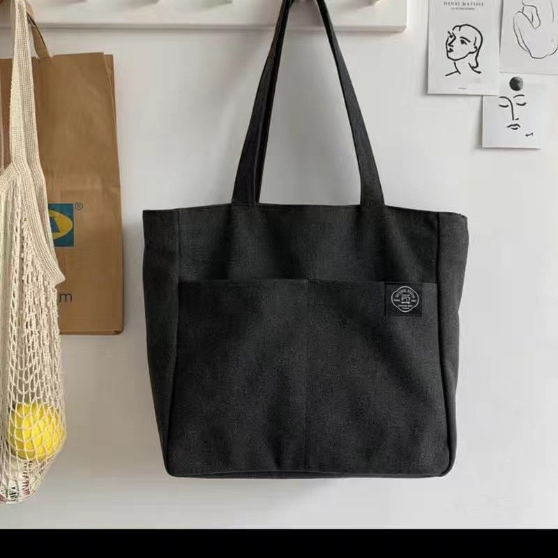 ZHE JIANG Large Capacity Cotton Reusable Canvas Tote Bag