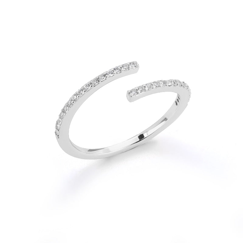 Fashion Star Stainless Steel Zircon Round Irregular Adjustable Ring