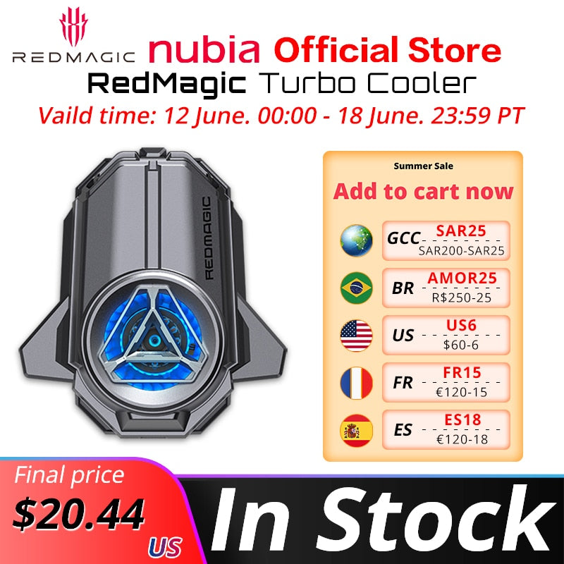 Original Nubia RedMagic Turbo Cooler RedMagic 8 Pro 7S Pro GamingPhone FanCooler Support APP Control ICE Dock Suitable 70-82mm - Jeglowstore