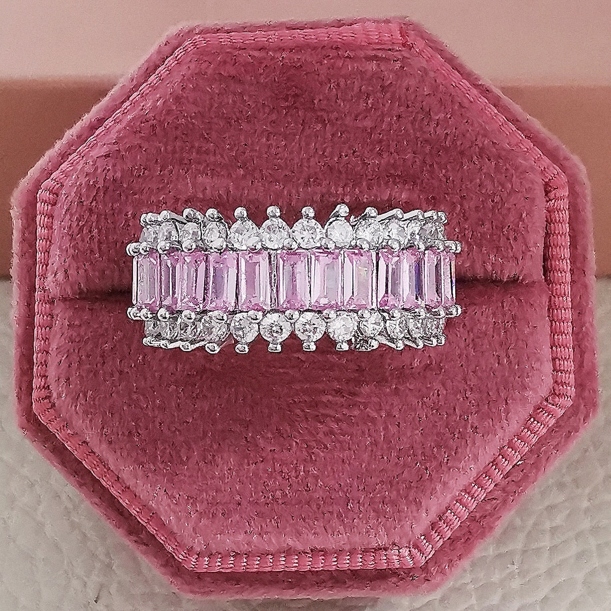 Luxury Rose Gold Silver Color Big Wheel Band Eternity Ring