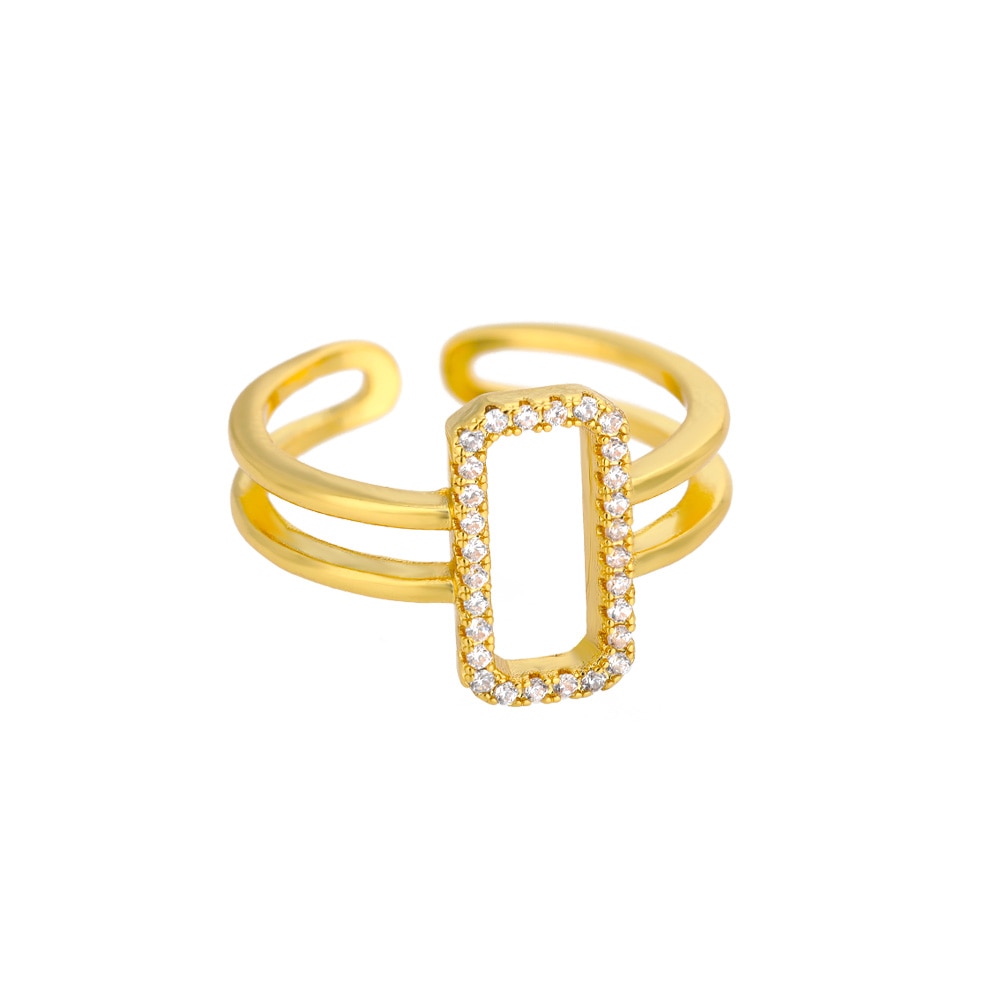 Fashion Star Stainless Steel Zircon Round Irregular Adjustable Ring