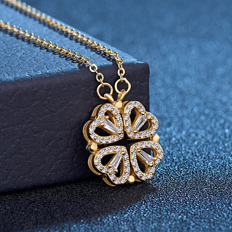 Heart Zircon Crystal Stainless Steel Necklace