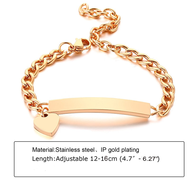 Custom Personalized Name Baby ID Stainless Steel Bracelet