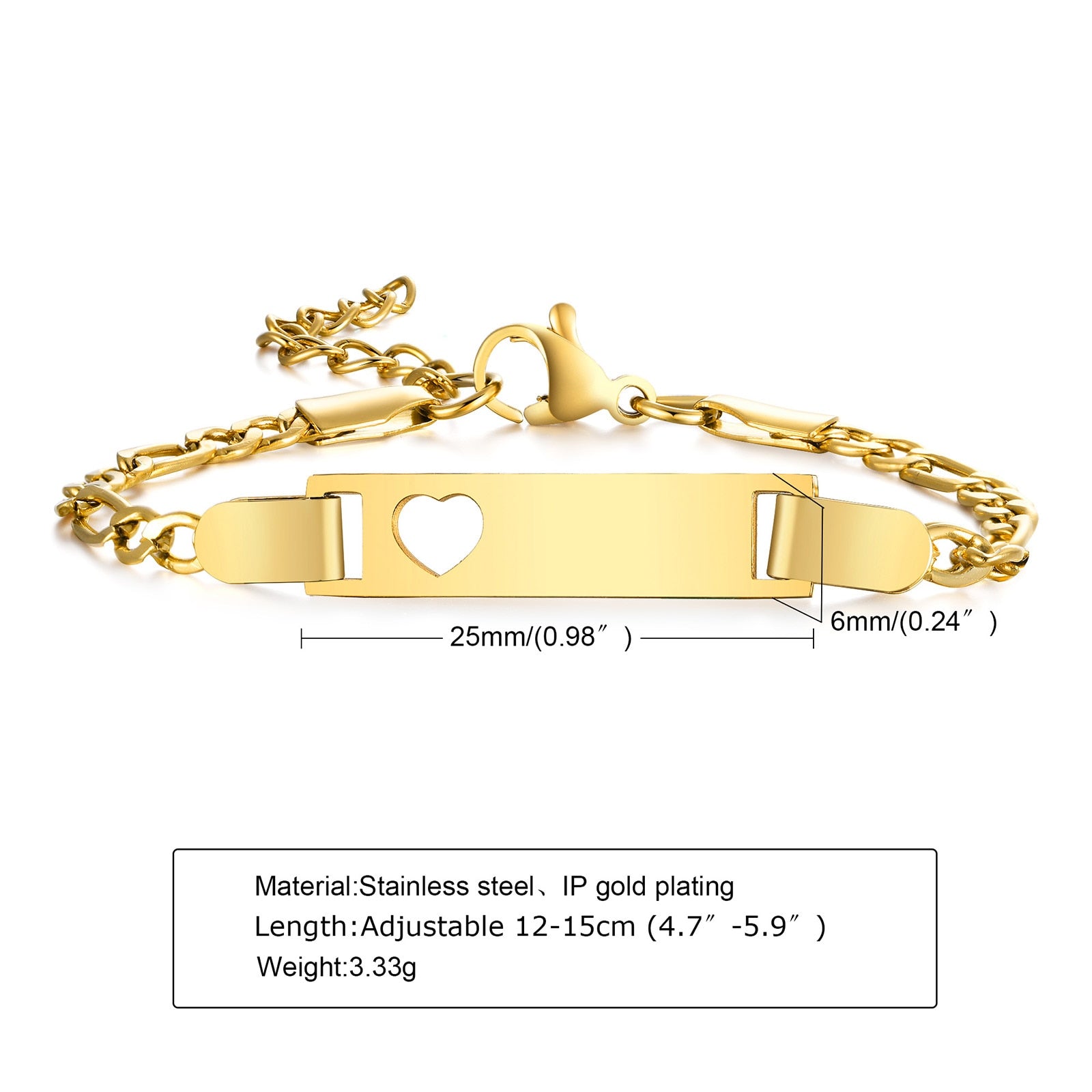 Custom Personalized Name Baby ID Stainless Steel Bracelet