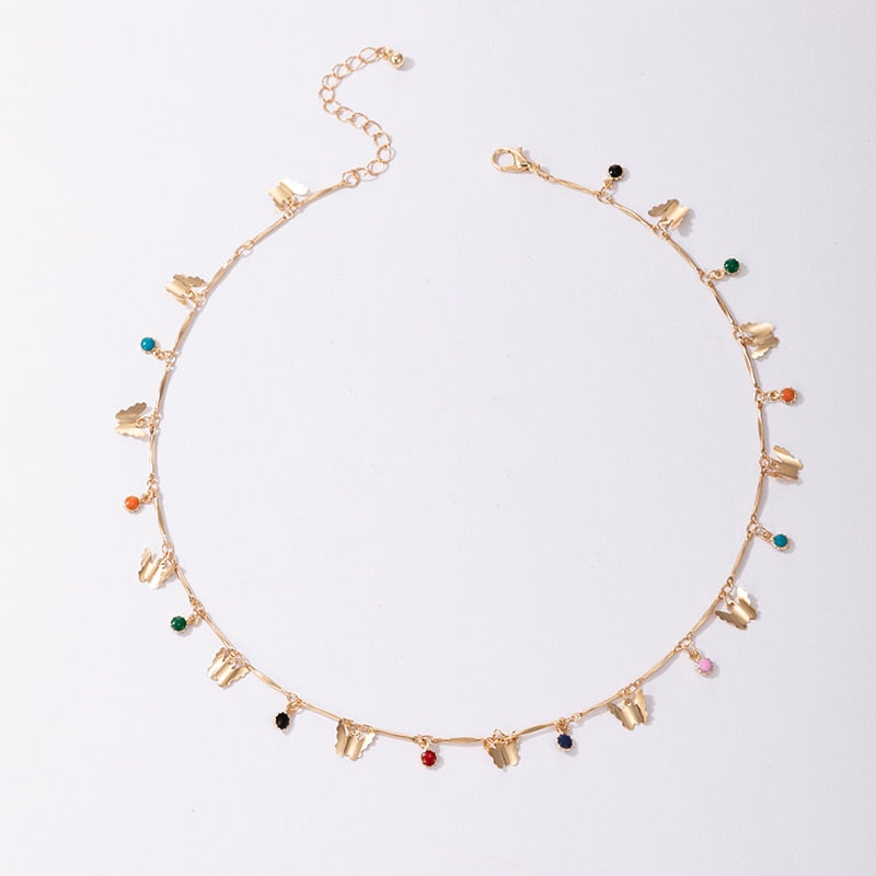Tocona Bohemian Colorful Tassel Clavicle Chain Beaded Necklace