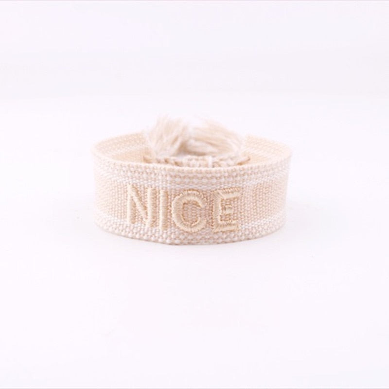 Bohemia Embroidery Letters Woven Tassel Bracele