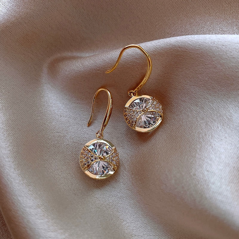 Vintage Fashion Black Crystal Round Pendant Earrings - Jeglowstore