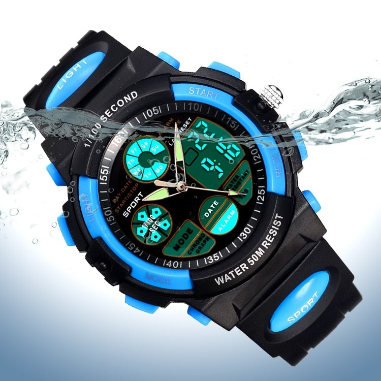 Color Luminous Dial Life Waterproof Multi-function Electronic Watch For Boys And Girls
