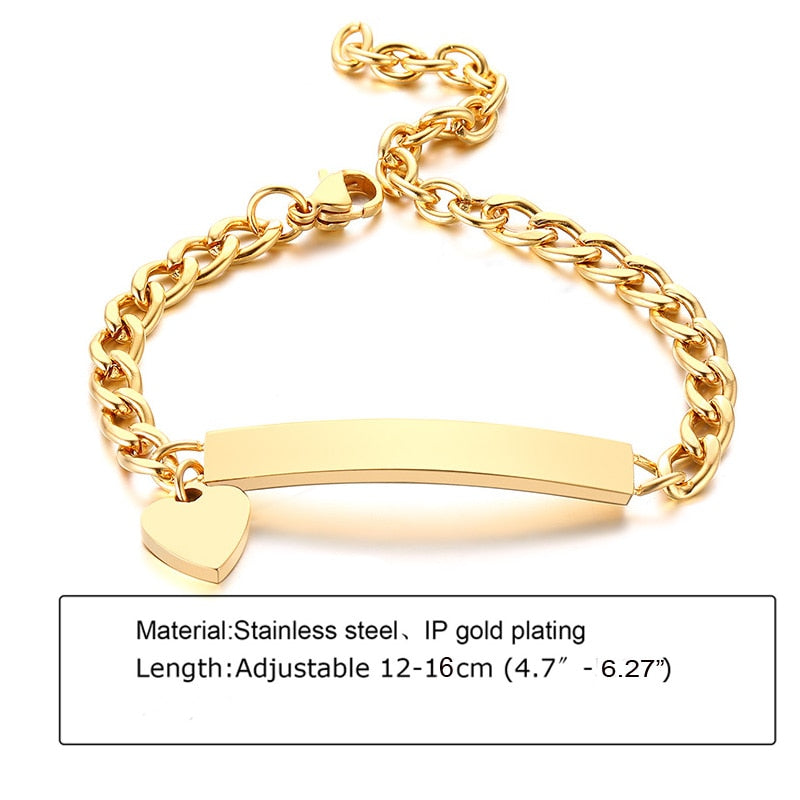 Custom Personalized Name Baby ID Stainless Steel Bracelet