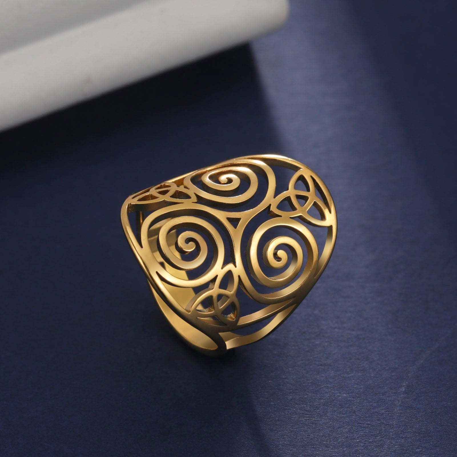 LIKGREAT Triskele Triskelion Adjustable Stainless Steel Ring