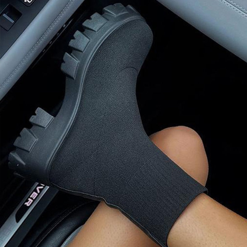 Platform Boots For Autumn Winter Shoes Slip On Platform Shoes