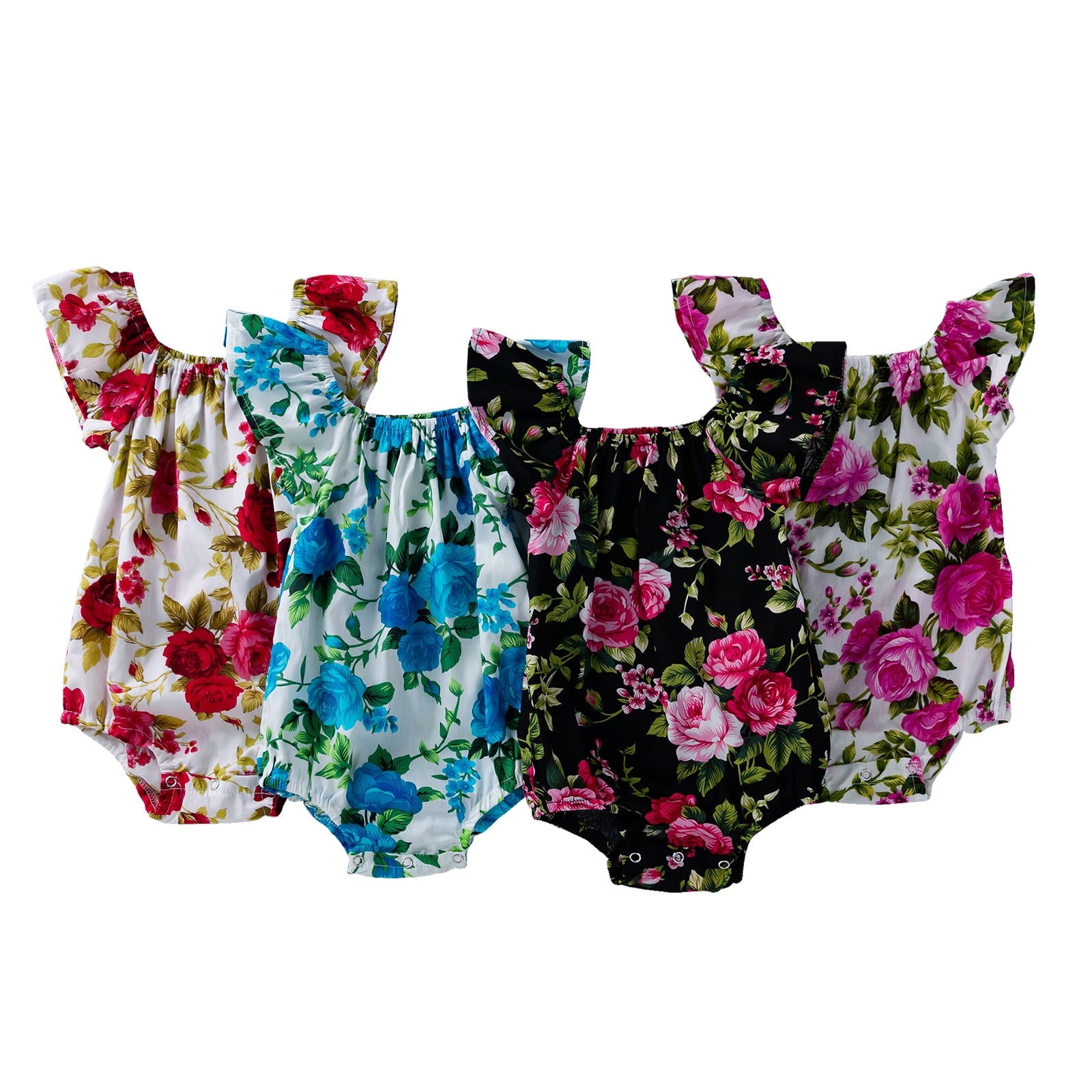 2022 Babany bebe Newborn Baby Floral Print Flutter Romper Girl